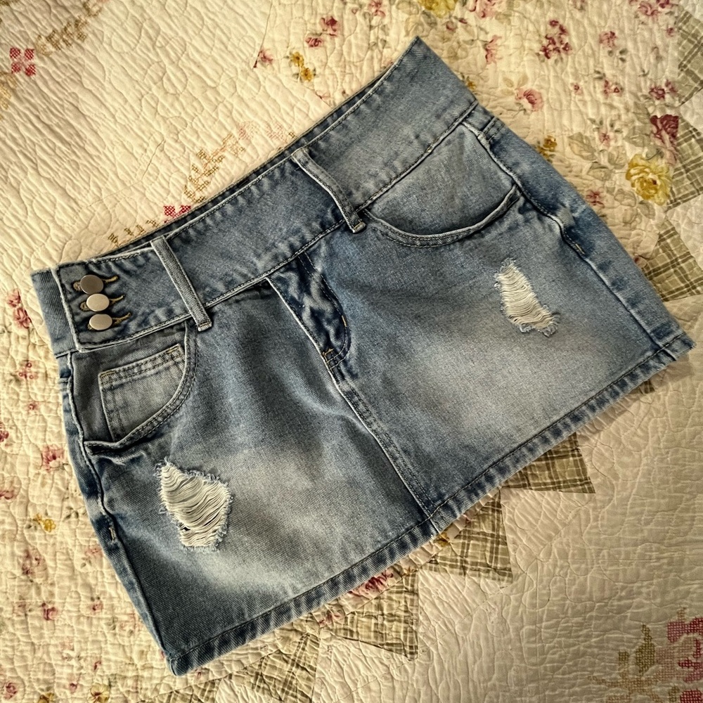 Light Blue Denim Mini Skirt